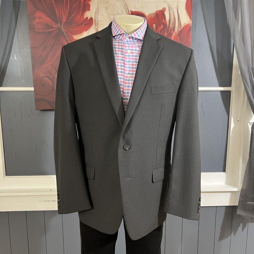 Chaps Blazer‎ Mens 46R Polyester Blend Stretch Sport Coat Suit Jacket Gray